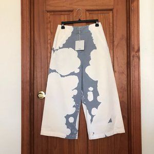 *NWT* TIBI Wide Leg High Rise Crop Bleached Tie Dye Pants - Size 6